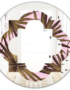 Tropical Leaves On Pink - Modern Round or Oval Wall Mirror - Quatrefoil