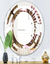 Tropical Leaves On Pink - Modern Round or Oval Wall Mirror - Space