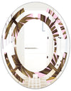 Tropical Leaves On Pink - Modern Round or Oval Wall Mirror - Space
