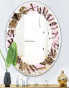 Tropical Leaves On Pink - Modern Round or Oval Wall Mirror - Leaves