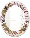 Tropical Leaves On Pink - Modern Round or Oval Wall Mirror - Leaves