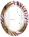 Tropical Leaves On Pink - Modern Round or Oval Wall Mirror - Triple C