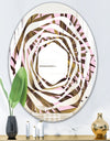 Tropical Leaves On Pink - Modern Round or Oval Wall Mirror - Whirl