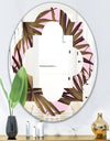 Tropical Leaves On Pink - Modern Round or Oval Wall Mirror - Quatrefoil