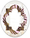 Tropical Leaves On Pink - Modern Round or Oval Wall Mirror - Quatrefoil