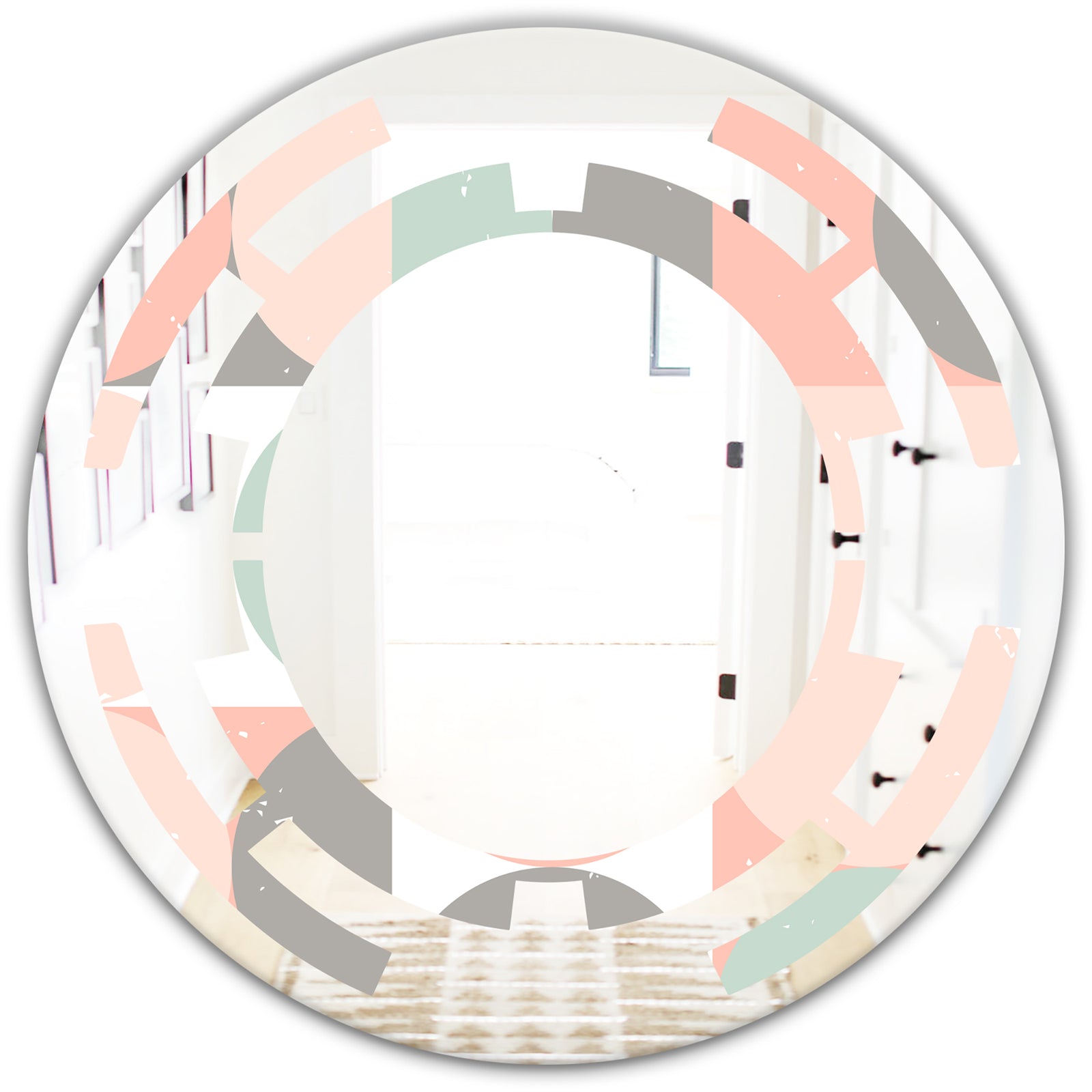 Retro Pastel Circular Pattern II - Modern Round or Oval Wall Mirror - Space