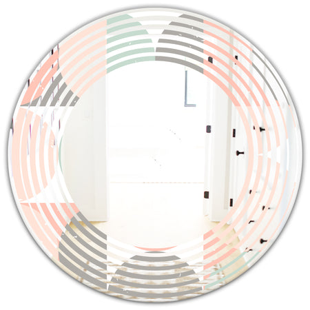 Retro Pastel Circular Pattern II - Modern Round or Oval Wall Mirror - Wave