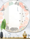 Retro Pastel Circular Pattern II - Modern Round or Oval Wall Mirror - Leaves