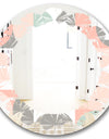 Retro Pastel Circular Pattern II - Modern Round or Oval Wall Mirror - Leaves