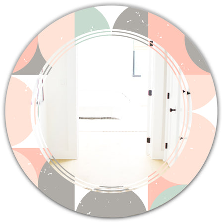 Retro Pastel Circular Pattern II - Modern Round or Oval Wall Mirror - Triple C