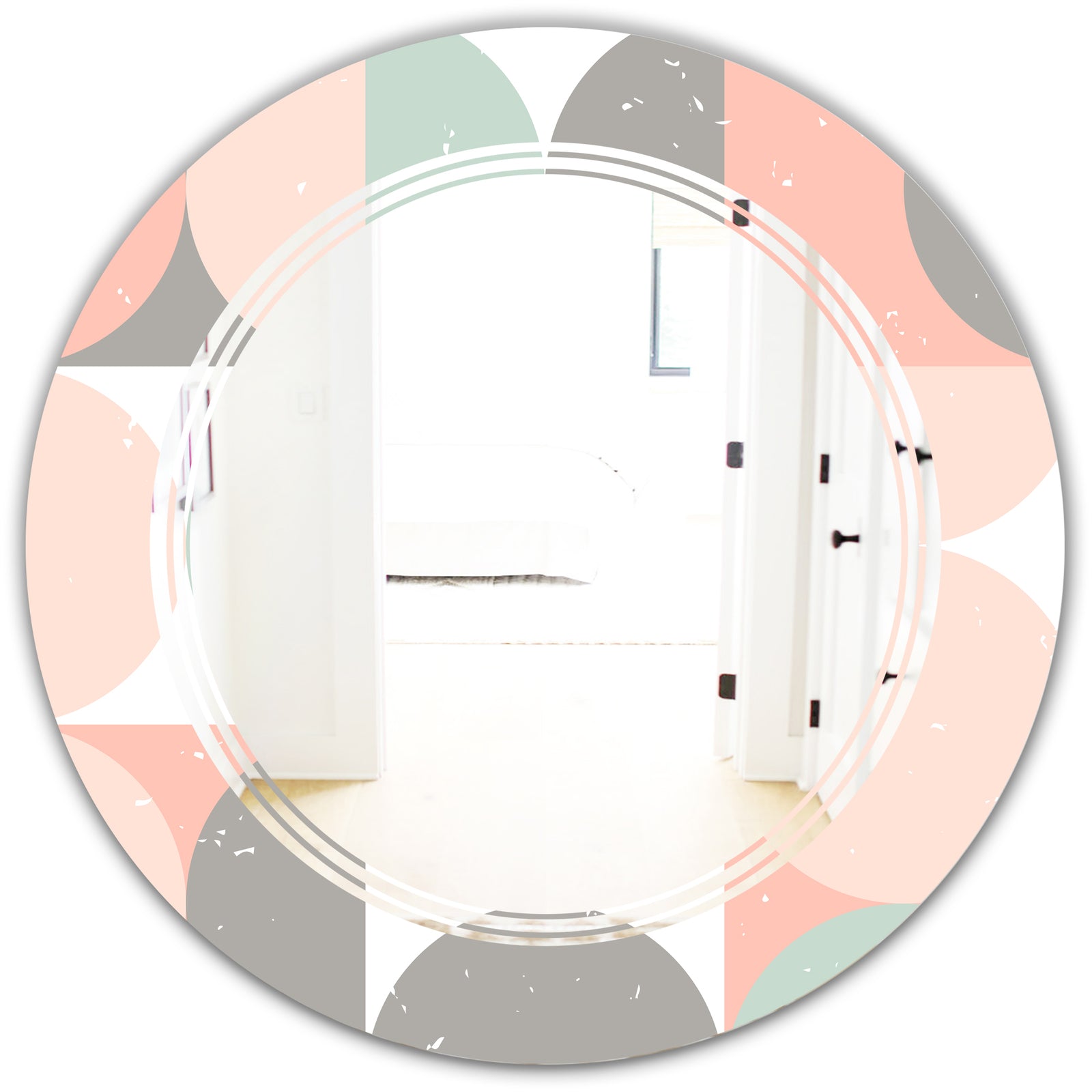 Retro Pastel Circular Pattern II - Modern Round or Oval Wall Mirror - Triple C