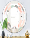 Retro Pastel Circular Pattern II - Modern Round or Oval Wall Mirror - Space