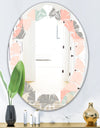 Retro Pastel Circular Pattern II - Modern Round or Oval Wall Mirror - Leaves