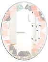 Retro Pastel Circular Pattern II - Modern Round or Oval Wall Mirror - Leaves