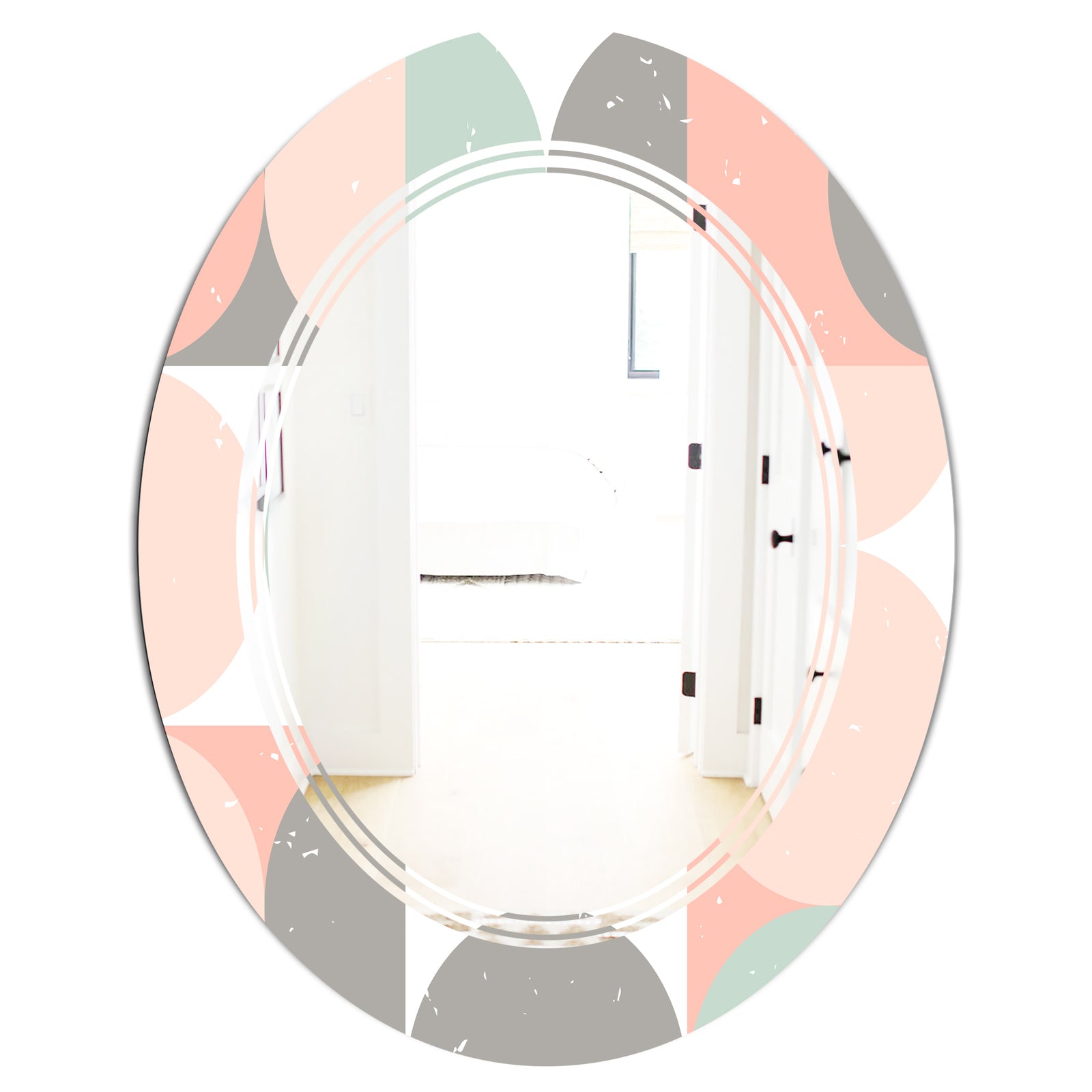 Retro Pastel Circular Pattern II - Modern Round or Oval Wall Mirror - Triple C