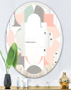 Retro Pastel Circular Pattern II - Modern Round or Oval Wall Mirror - Quatrefoil