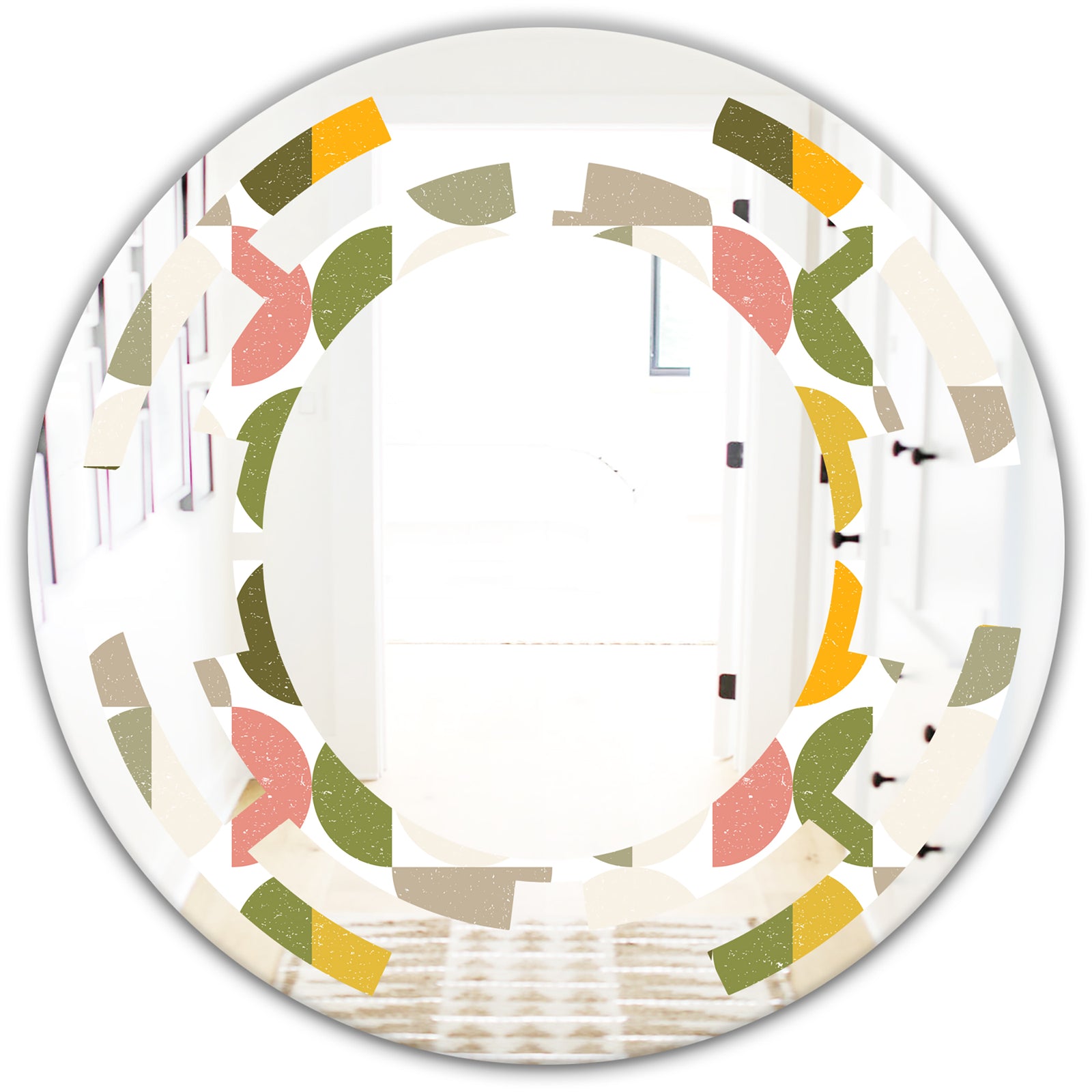 Vintage Circular Design I - Modern Round or Oval Wall Mirror - Space
