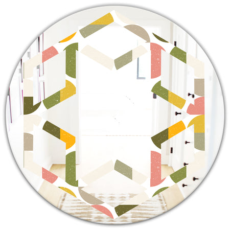 Vintage Circular Design I - Modern Round or Oval Wall Mirror - Hexagon Star