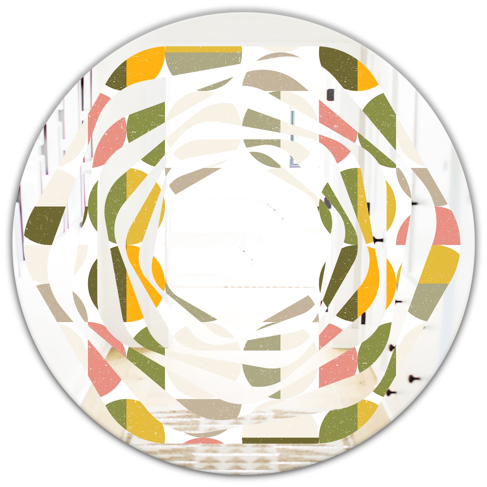 Vintage Circular Design I - Modern Round or Oval Wall Mirror - Whirl