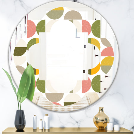 Vintage Circular Design I - Modern Round or Oval Wall Mirror - Quatrefoil