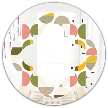 Vintage Circular Design I - Modern Round or Oval Wall Mirror - Quatrefoil