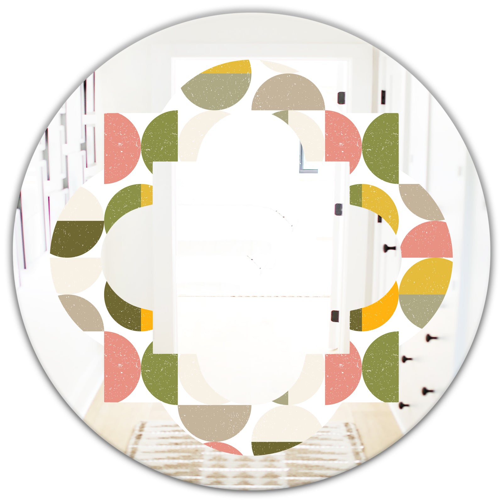 Vintage Circular Design I - Modern Round or Oval Wall Mirror - Quatrefoil
