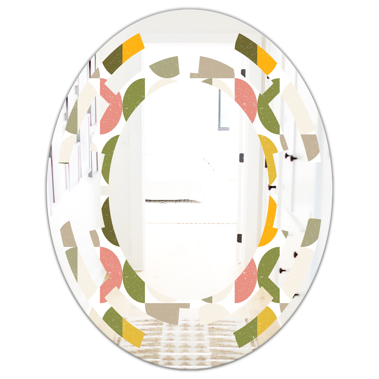 Vintage Circular Design I - Modern Round or Oval Wall Mirror - Space