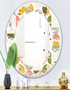 Vintage Circular Design I - Modern Round or Oval Wall Mirror - Leaves