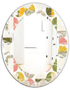 Vintage Circular Design I - Modern Round or Oval Wall Mirror - Leaves