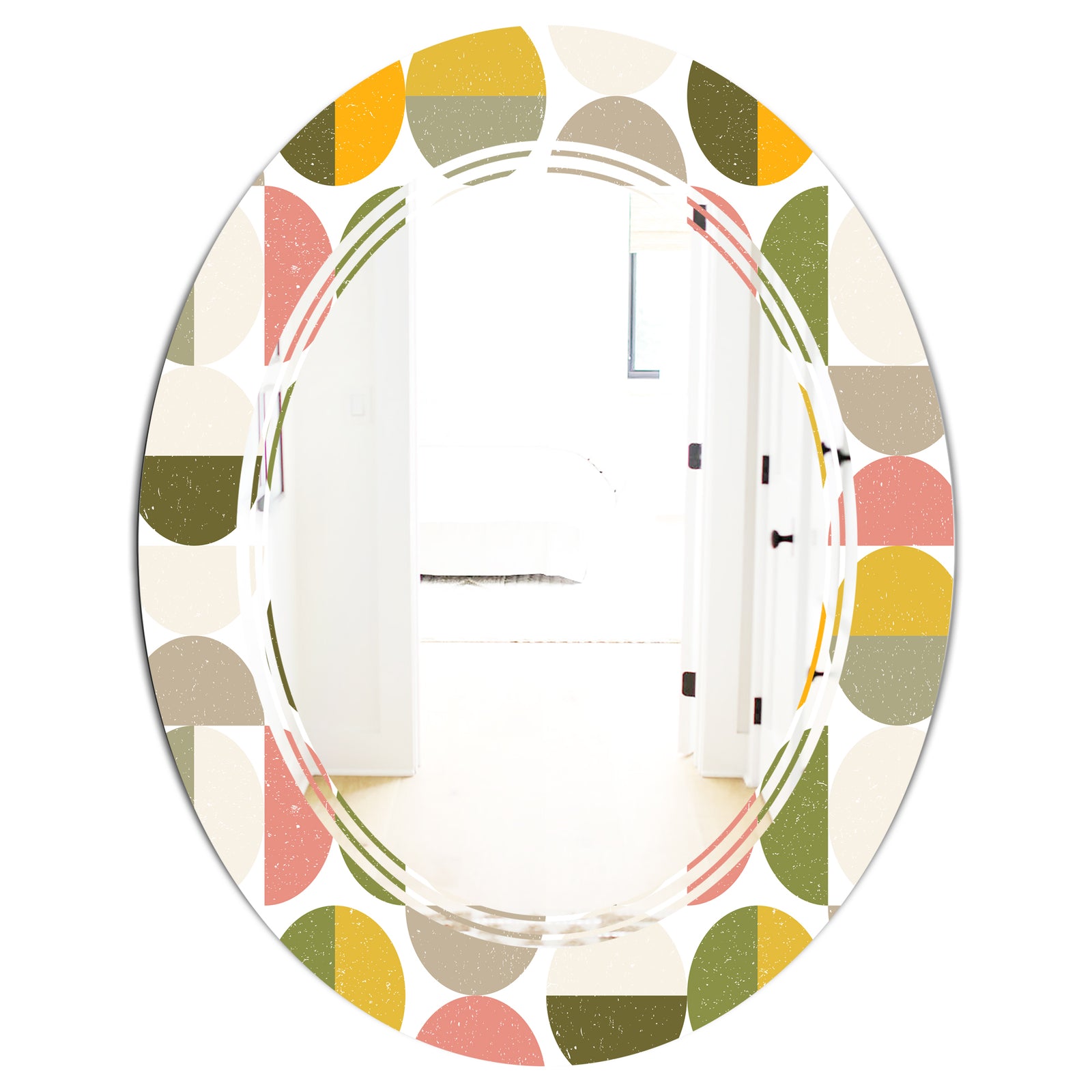 Vintage Circular Design I - Modern Round or Oval Wall Mirror - Triple C