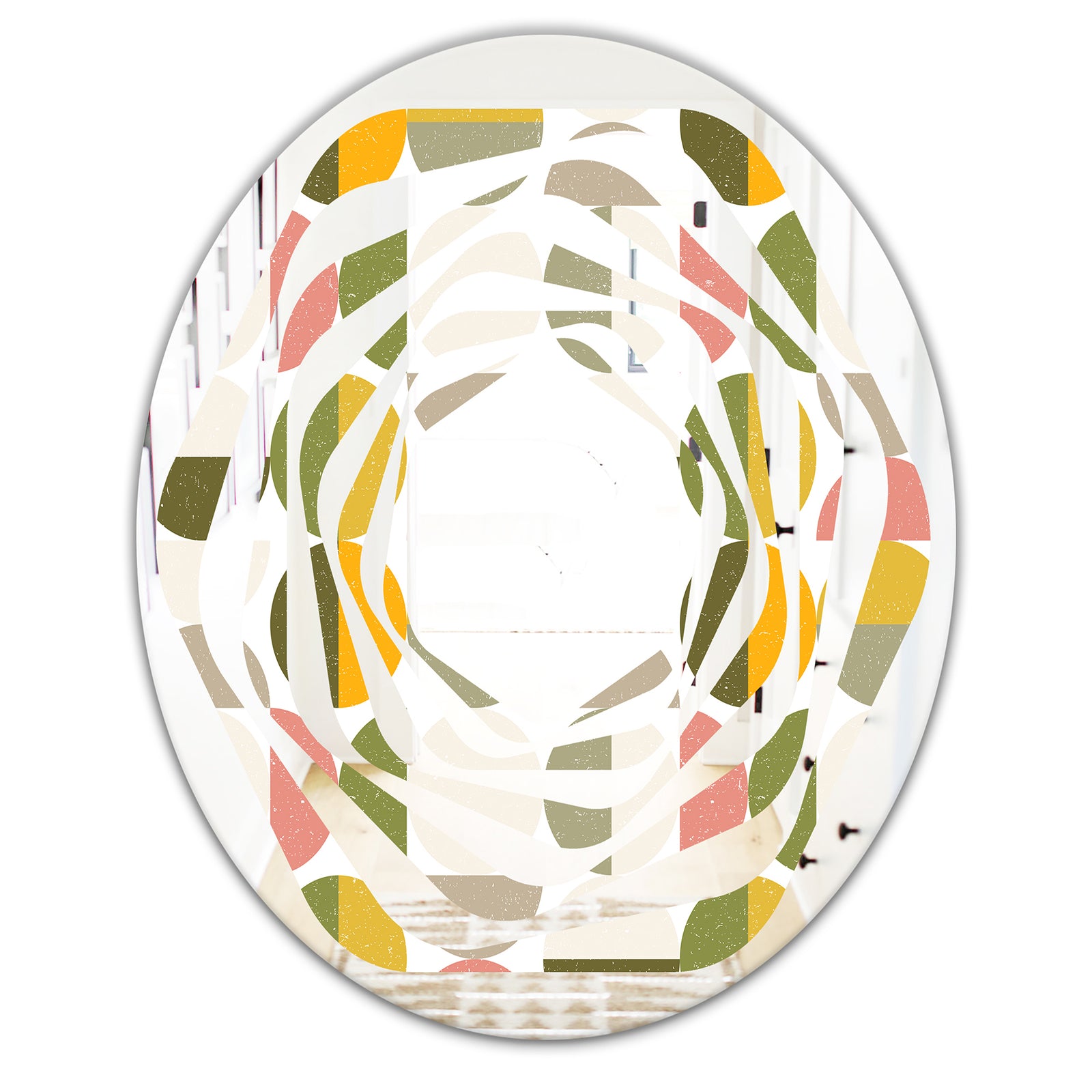 Vintage Circular Design I - Modern Round or Oval Wall Mirror - Whirl