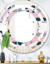 Retro Floral Pattern XIII - Modern Round or Oval Wall Mirror - Space