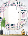 Retro Floral Pattern XIII - Modern Round or Oval Wall Mirror - Wave