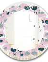 Retro Floral Pattern XIII - Modern Round or Oval Wall Mirror - Leaves