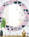 Retro Floral Pattern XIII - Modern Round or Oval Wall Mirror - Triple C