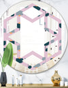 Retro Floral Pattern XIII - Modern Round or Oval Wall Mirror - Hexagon Star