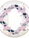 Retro Floral Pattern XIII - Modern Round or Oval Wall Mirror - Quatrefoil