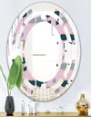 Retro Floral Pattern XIII - Modern Round or Oval Wall Mirror - Space