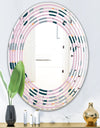 Retro Floral Pattern XIII - Modern Round or Oval Wall Mirror - Wave