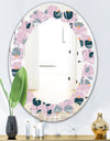 Retro Floral Pattern XIII - Modern Round or Oval Wall Mirror - Leaves