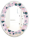 Retro Floral Pattern XIII - Modern Round or Oval Wall Mirror - Leaves