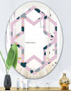 Retro Floral Pattern XIII - Modern Round or Oval Wall Mirror - Hexagon Star