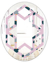 Retro Floral Pattern XIII - Modern Round or Oval Wall Mirror - Hexagon Star
