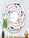 Retro Floral Pattern XIII - Modern Round or Oval Wall Mirror - Whirl