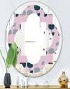 Retro Floral Pattern XIII - Modern Round or Oval Wall Mirror - Quatrefoil