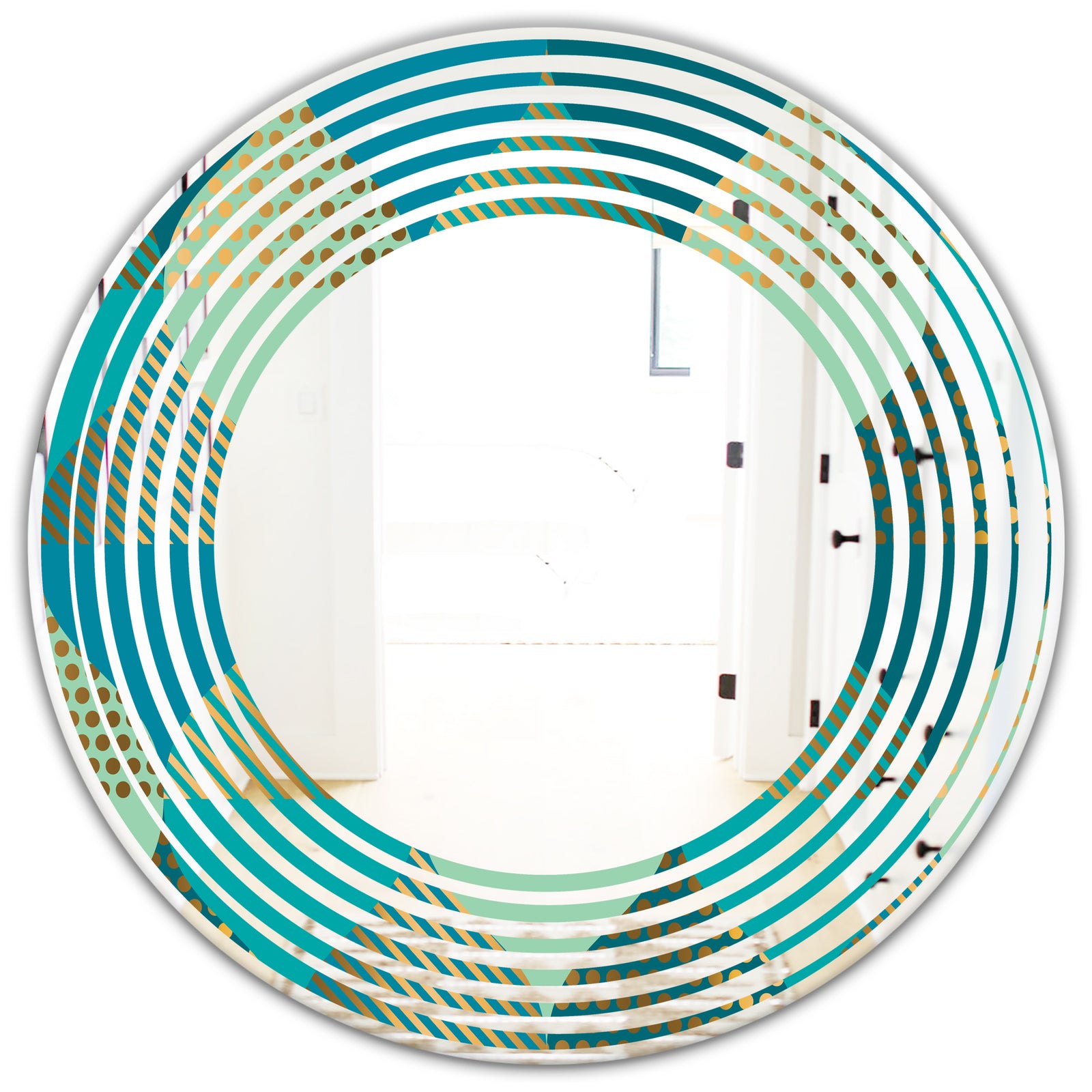Luxury Retro Drops I - Modern Round or Oval Wall Mirror - Wave