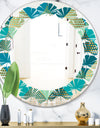 Luxury Retro Drops I - Modern Round or Oval Wall Mirror - Leaves