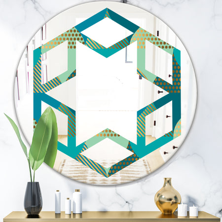 Luxury Retro Drops I - Modern Round or Oval Wall Mirror - Hexagon Star