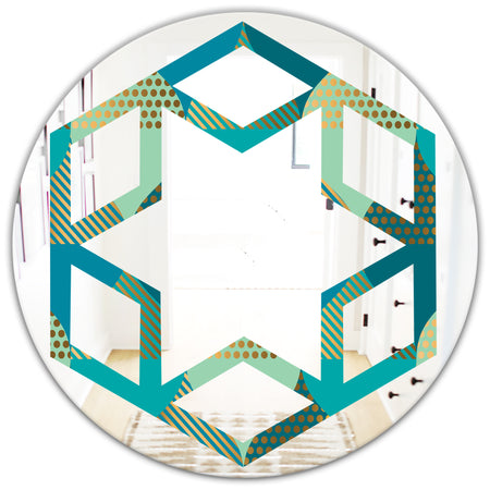 Luxury Retro Drops I - Modern Round or Oval Wall Mirror - Hexagon Star