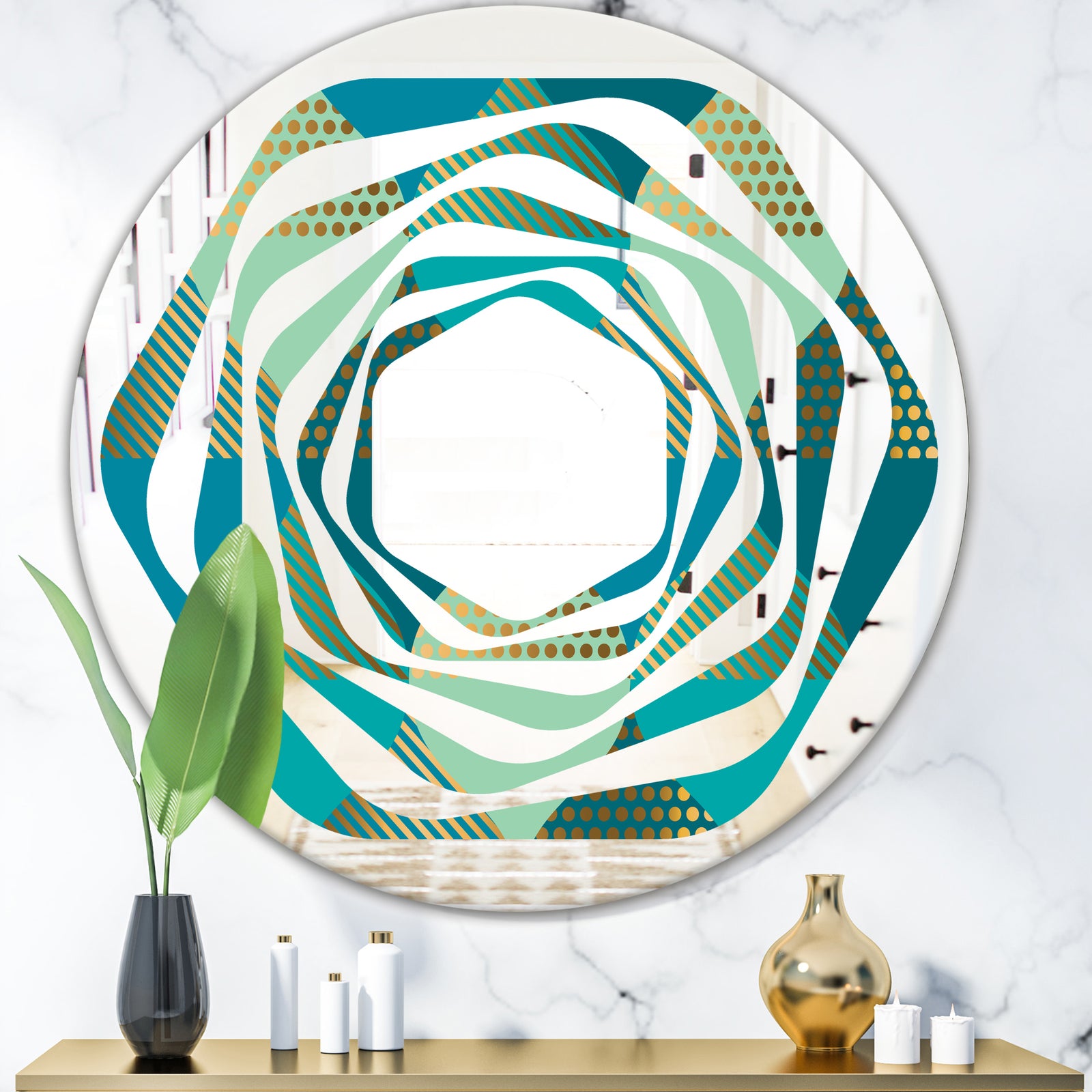 Luxury Retro Drops I - Modern Round or Oval Wall Mirror - Whirl